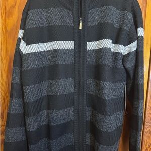 Stylish Men's Black and Gray Zip-Up Sweater